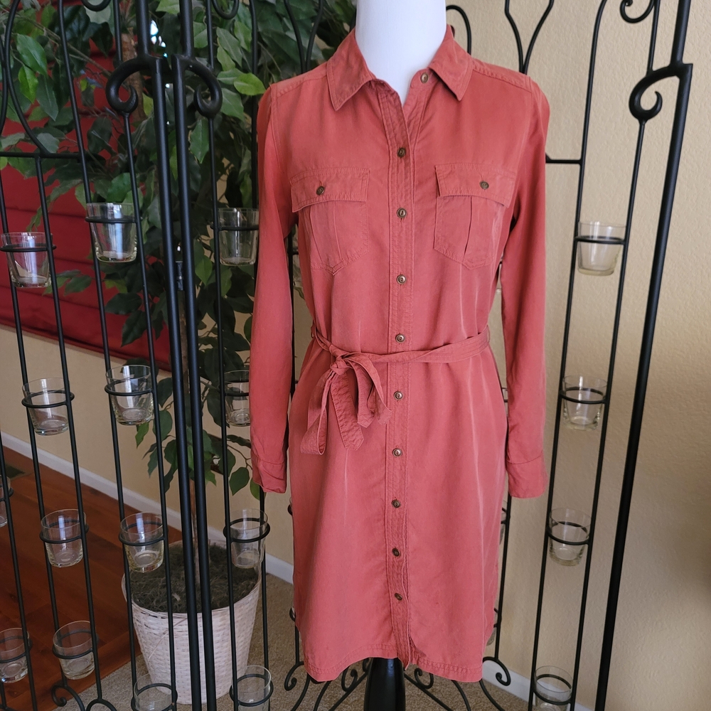 Banana Republic Coral Long Sleeve Dress
